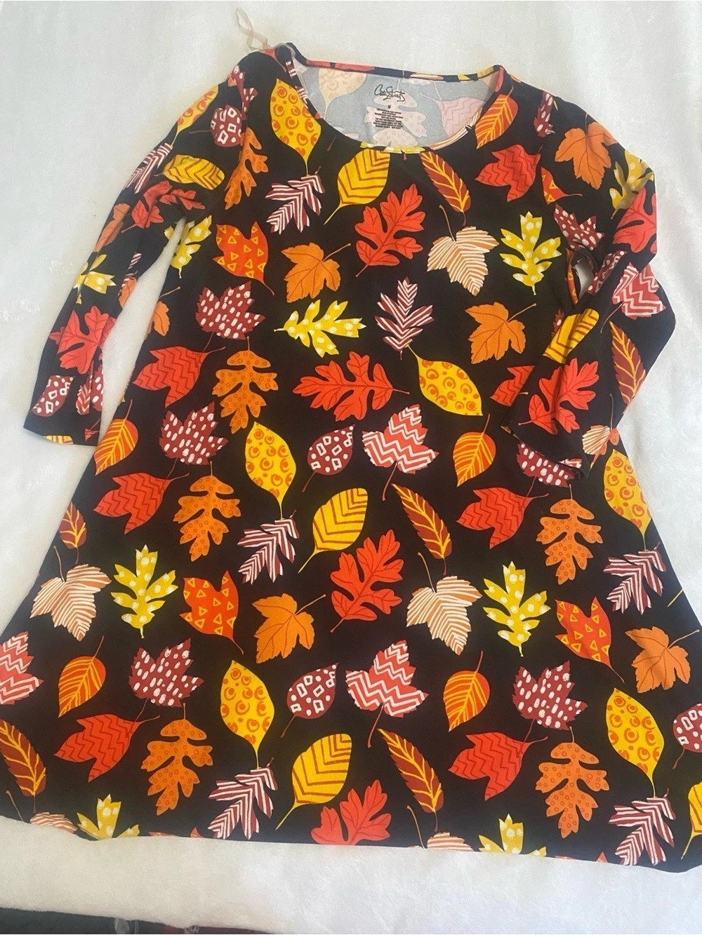 Lucky Brand Long Sleeve Tunic in Black & Multicolor Size Medium Dress